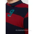 Mens casual benang pewarna garis -garis lengan pendek polo